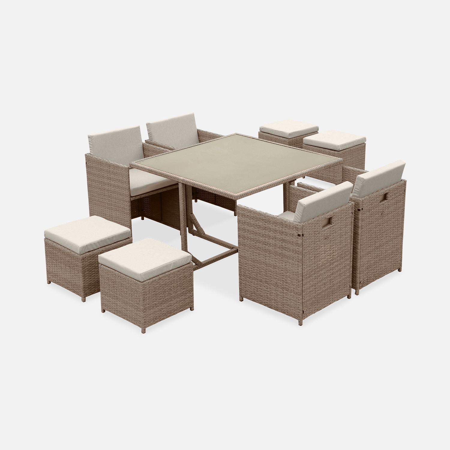 sweeek - Conjunto mesa de jardín de resina, 8 plazas , Vabo 8 , 110x110x73