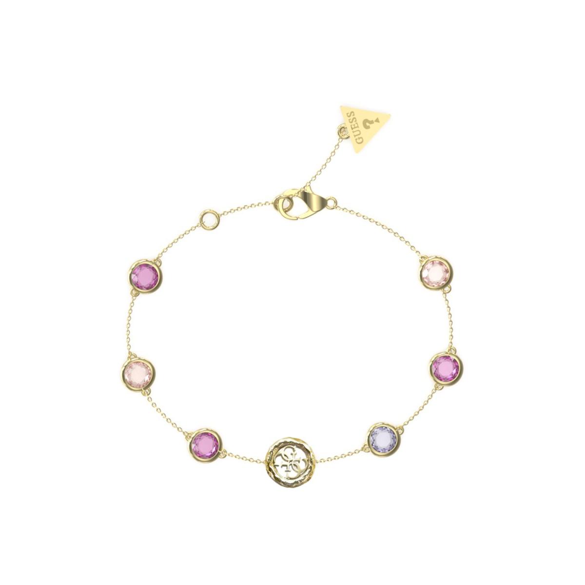 Guess Pulsera Mujer Petra De Acero Dorado, Rosa