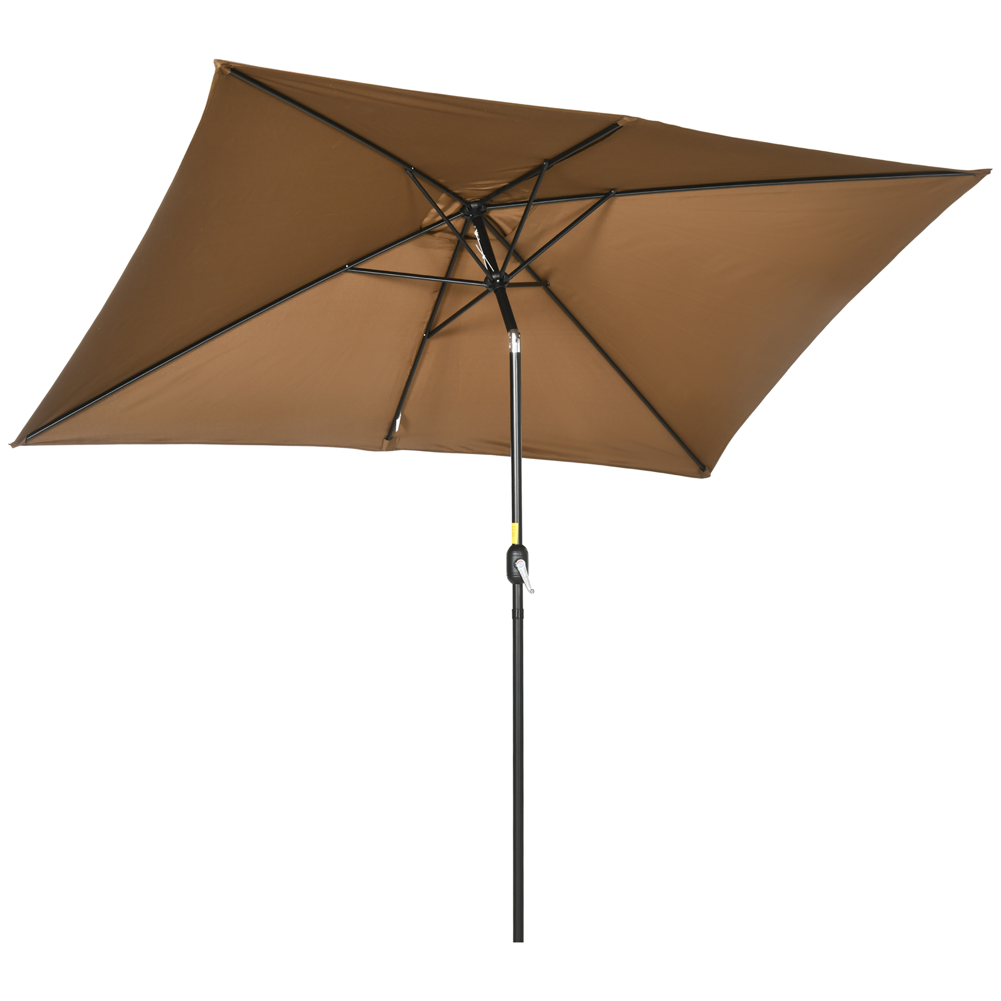 Outsunny Sombrilla de Aluminio 198x296x255 cm Parasol Rectangular de Jardín Inclinable con Manivela y Poste Desmontable para Terraza Piscina Patio Exterior