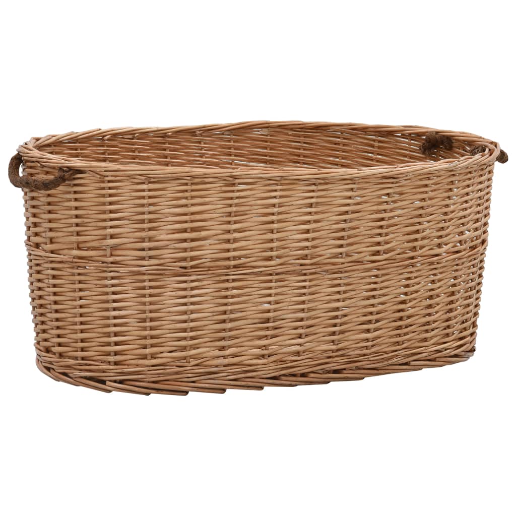 vidaXL Cesta para Leña con Asas de Transporte Cesto para Troncos Sauce Natural Dimensiones 56 x 40 x 28 cm, 78 x 54 x 34 cm, 88 x 57 x 34 cm