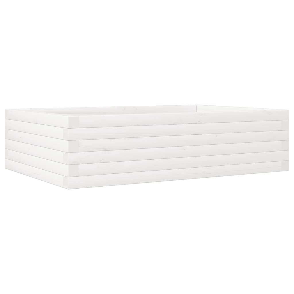 vidaXL Jardinera de madera maciza de pino 90x60x23 cm Color Pino natural,  Blanco,  Marrón cera y mas