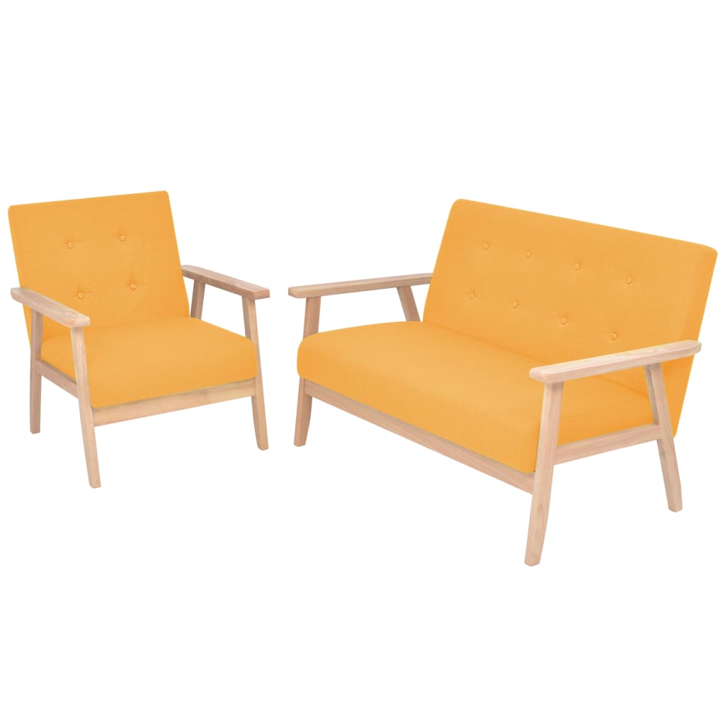 vidaXL Juego de sofás de tela de 2 piezas color amarillo