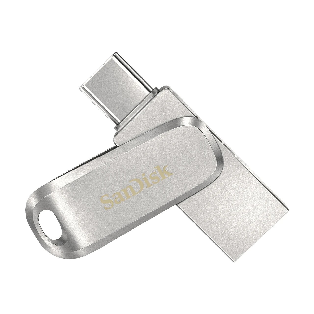SanDisk - Memoria USB Ultra Dual Drive Luxe SDDDC4-256G-G46 de 256 GB con conectores USB-C y USB-A, velocidad hasta 400 MB/s, diseño metálico plateado y anilla integrada