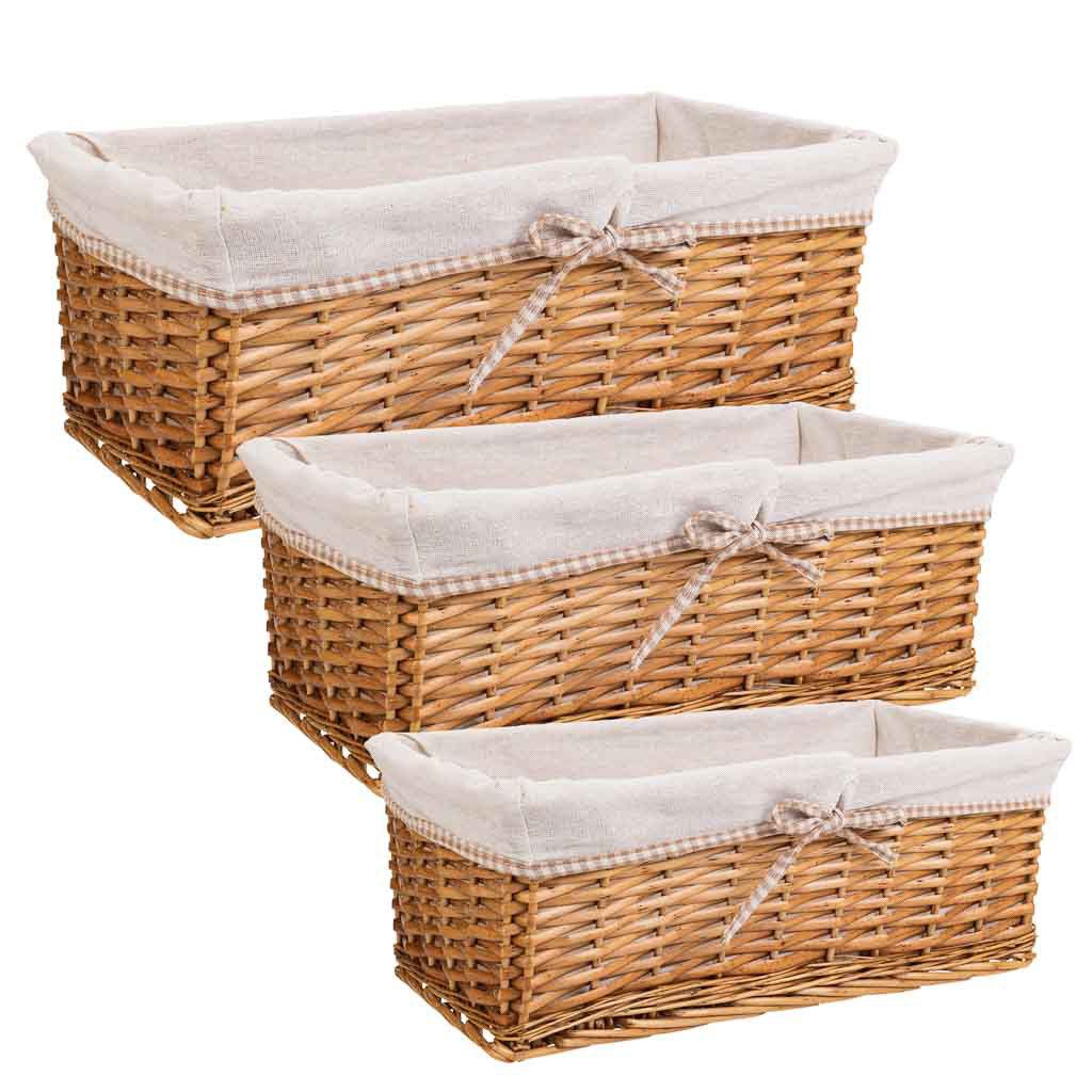 Cestos Mimbre Forrado Set 3Pzas 25x48x17cm, El mejor complemento para tu hogar