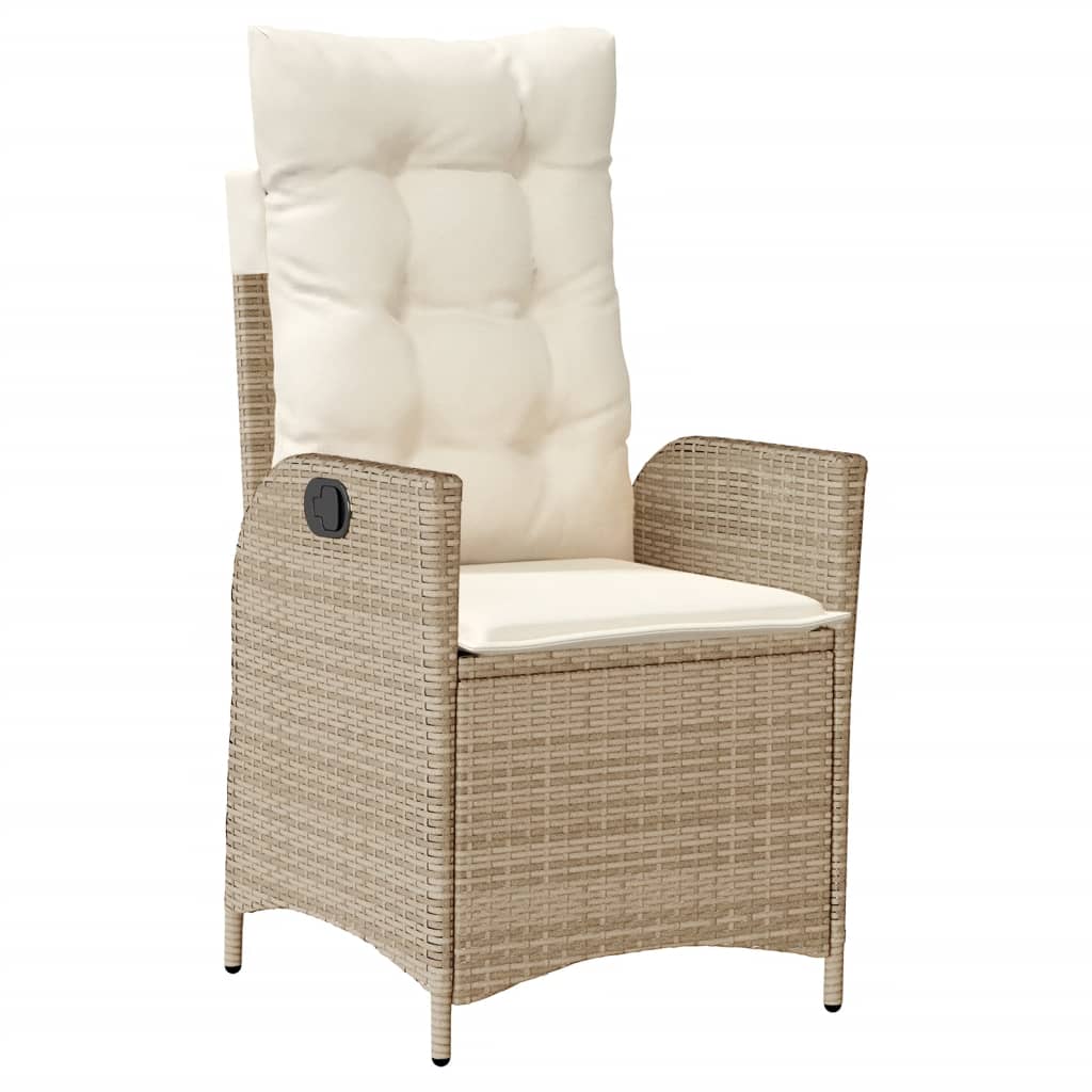 vidaXL Silla de jardín reclinable con cojines ratán sintético beige