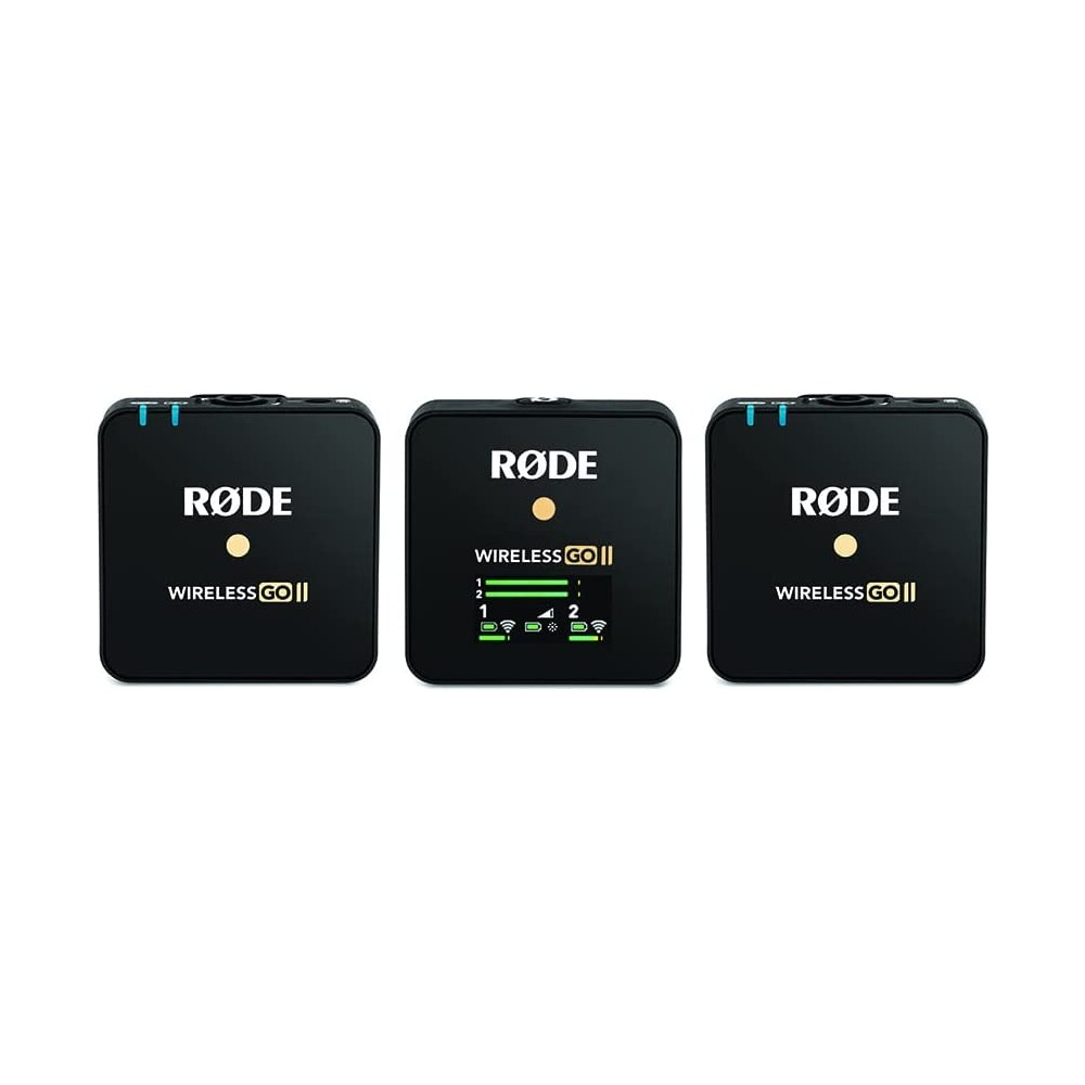 RØDE Wireless Go II Sistema inalámbrico de doble canal con micrófonos incorporados, transmisor doble, negro