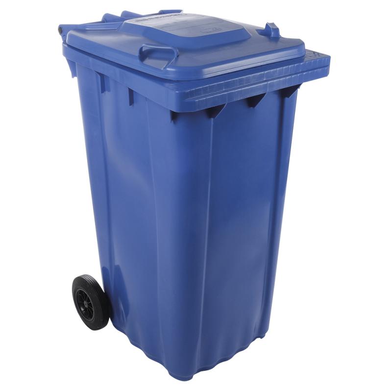 Contenedor de desperdicios con tapa y ruedas azul 240 lts.