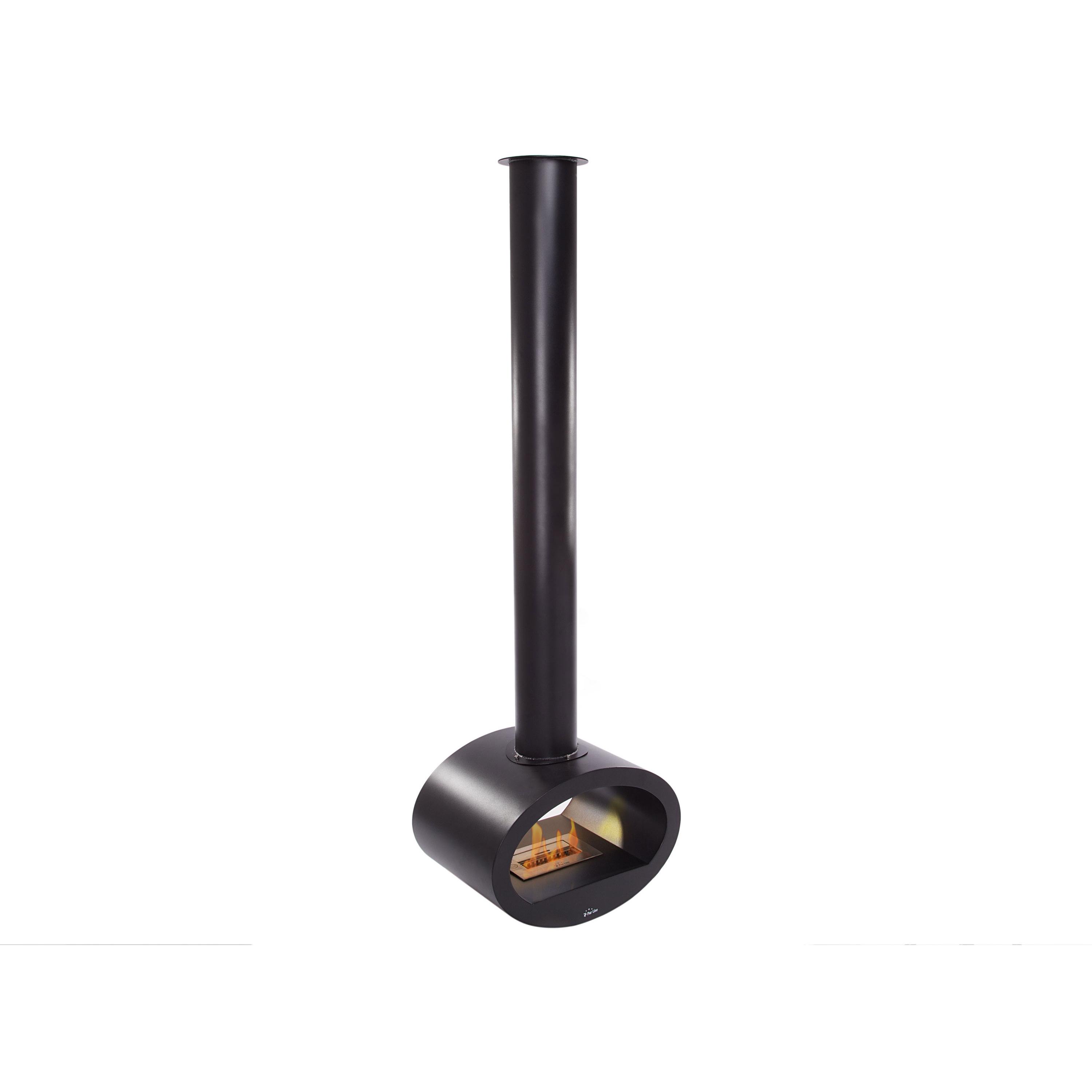Chimenea de etanol de techo con diseño alargado en acero negro Purline SYKE