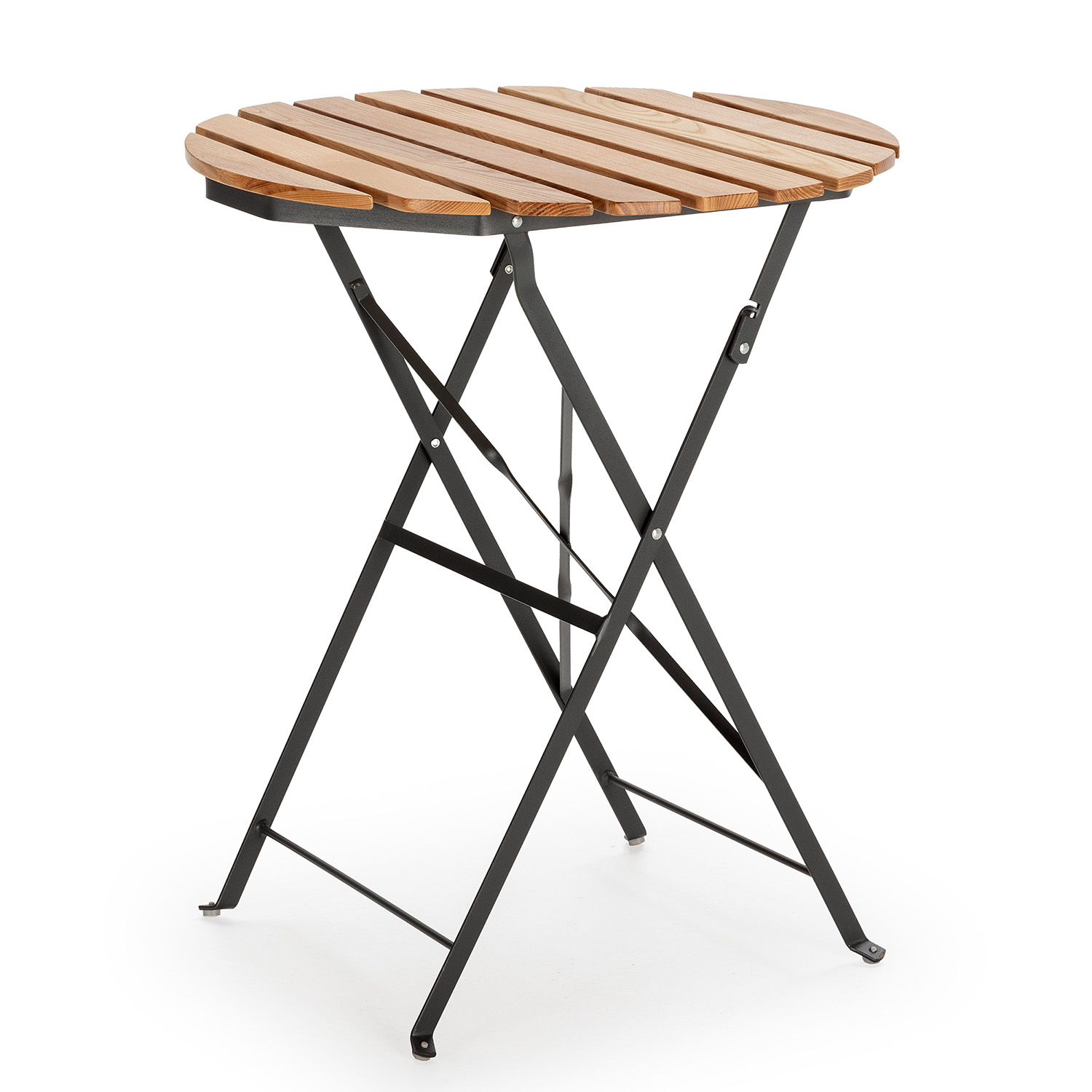 VS Venta-Stock Mesa de Jardín Plegable Ambar de Madera y Metal Negro