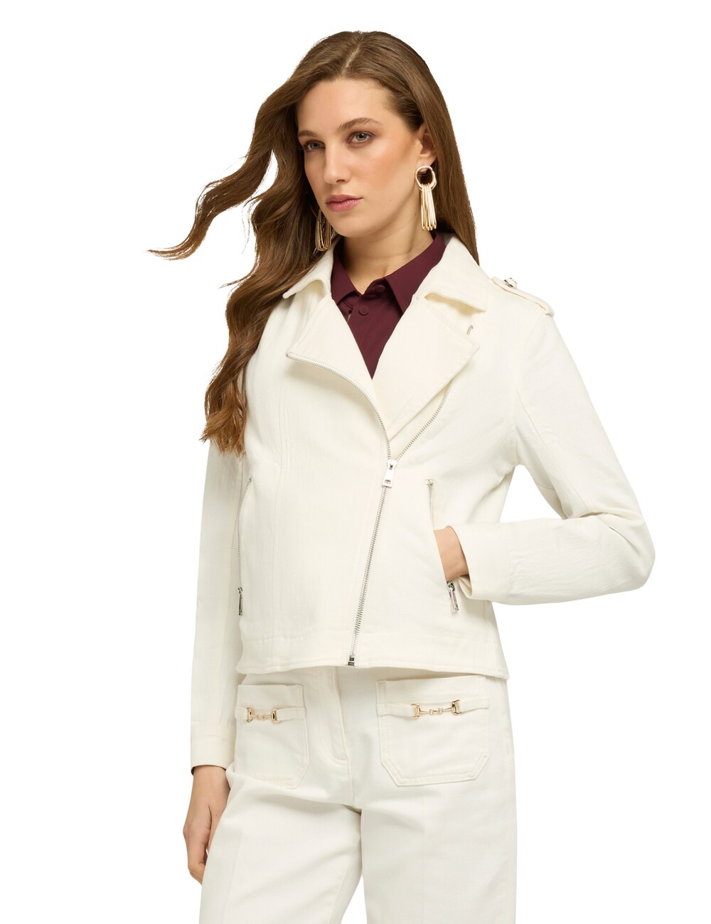 Motivi - Chaqueta de cuero en drill mezcla de algodón