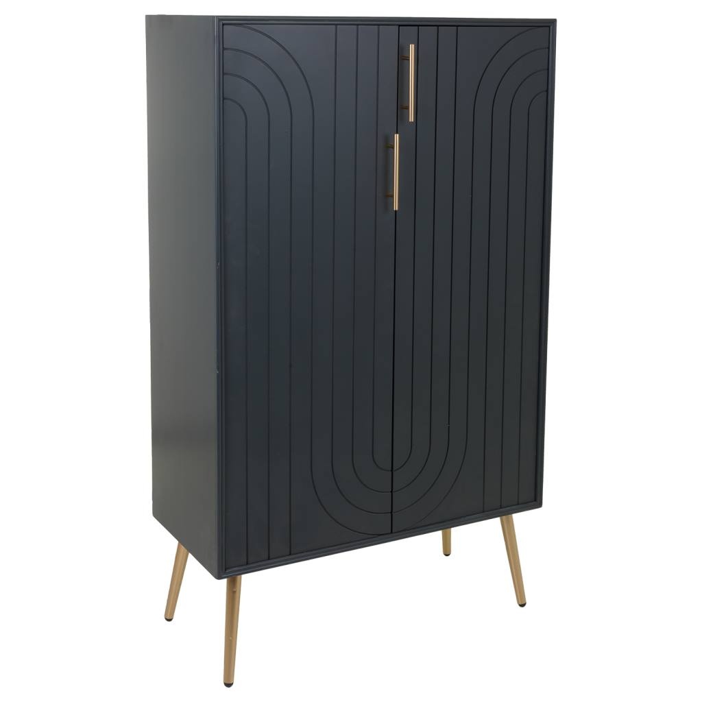 WANDERLUST DECO Armario de madera y metal negra 75x37x126.5h cm de estilo Art Deco
