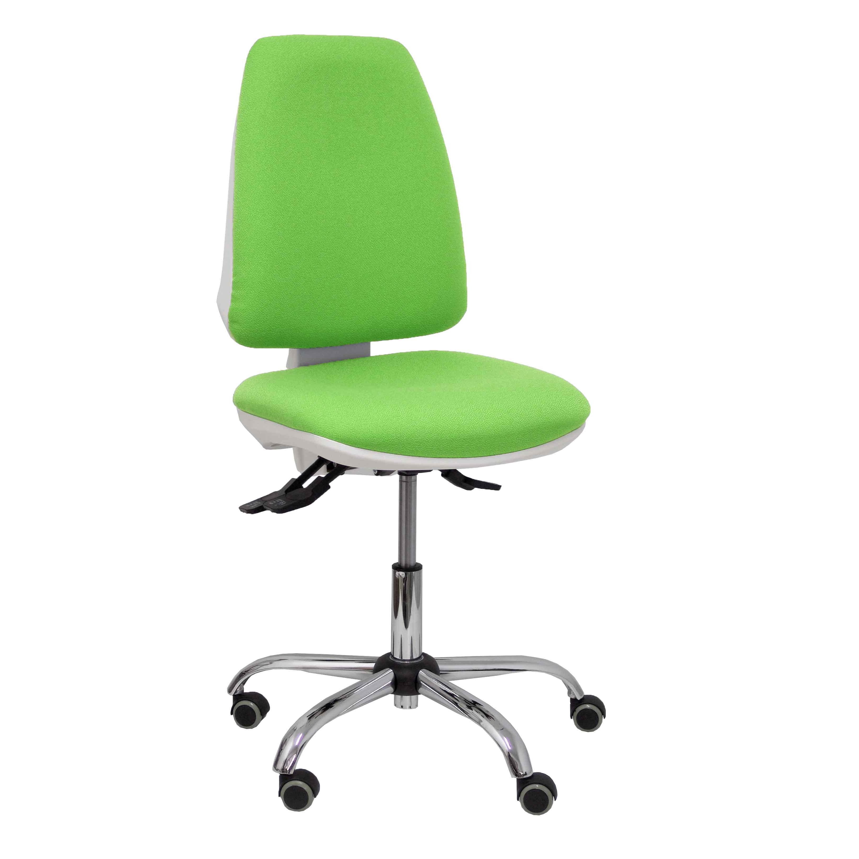 Silla de Oficina Ergonómica Piqueras Y Crespo Blanca con Ruedas de Parqué y Tapizado en Tejido BALI Pistacho