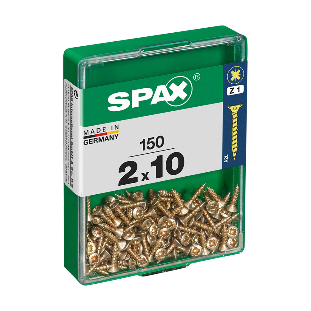 Caja 150 uds. tornillo madera spax cab. plana yellox 2,0x10mm spax