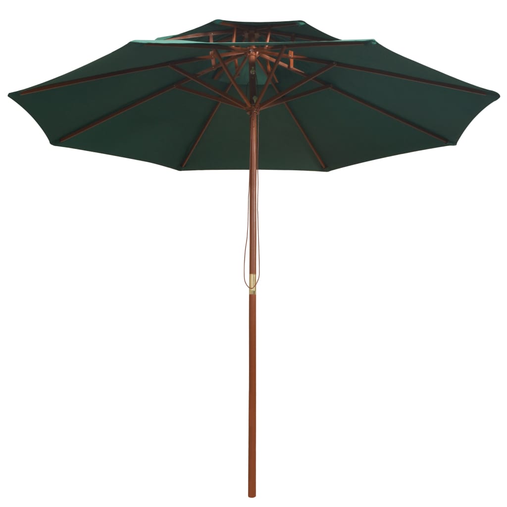 vidaXL Sombrilla de dos pisos 270x270 cm con palo de madera Color Verde, Crema, Antracita