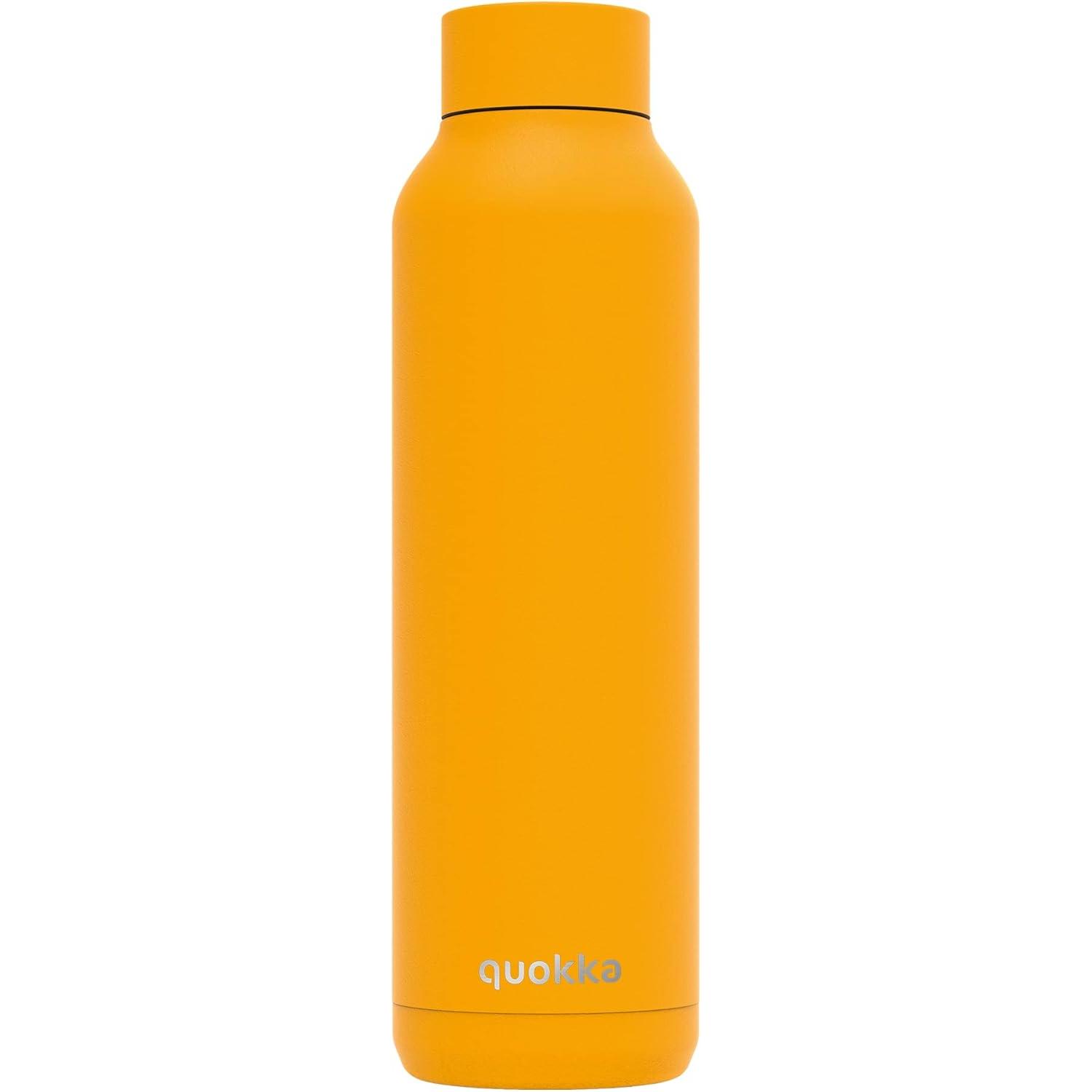 Quokka Botellas De Agua Acero Inoxidable 630 ML AMBER YELLOW Botellas De Agua Acero Inoxidable Sin BPA Botella Térmica De Doble Pared - Mantiene el frío 12H y el Calor 10Hpara Niños y Adultos