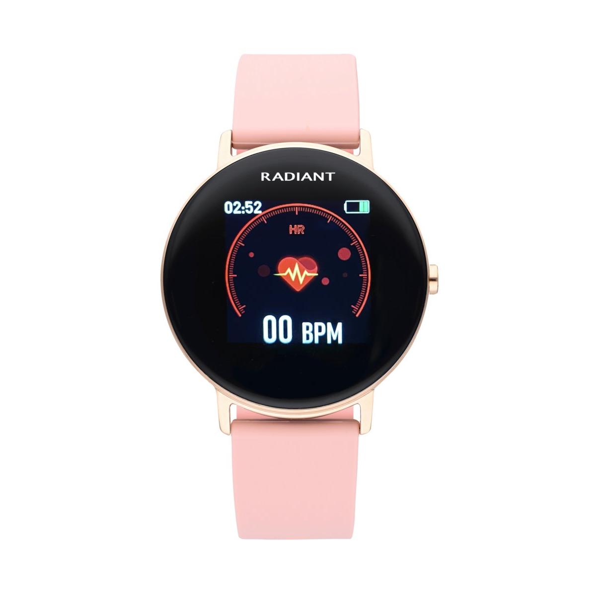 Smarts By Radiant Reloj Inteligente Wall Street 42mm Ip Rose Gold Sili Pink 42,00 Mm Pulsera De Acero, Silicona Rosa Con Cierre De Hebilla Normal Control De Ritmo Cardiaco, Sueño Y Modos Deportivos Compatible Con Android, Ios