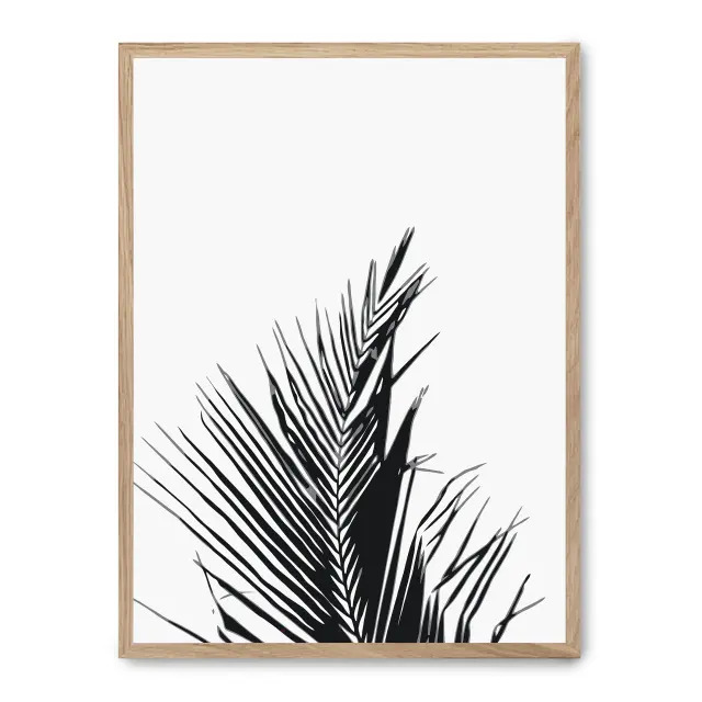 Cuadro palm leaf ii 30x40cm, Póster impreso en papel de primera calidad de 180gr, montado sobre marco de madera MDF acabado roble., Botánica - Palmeras