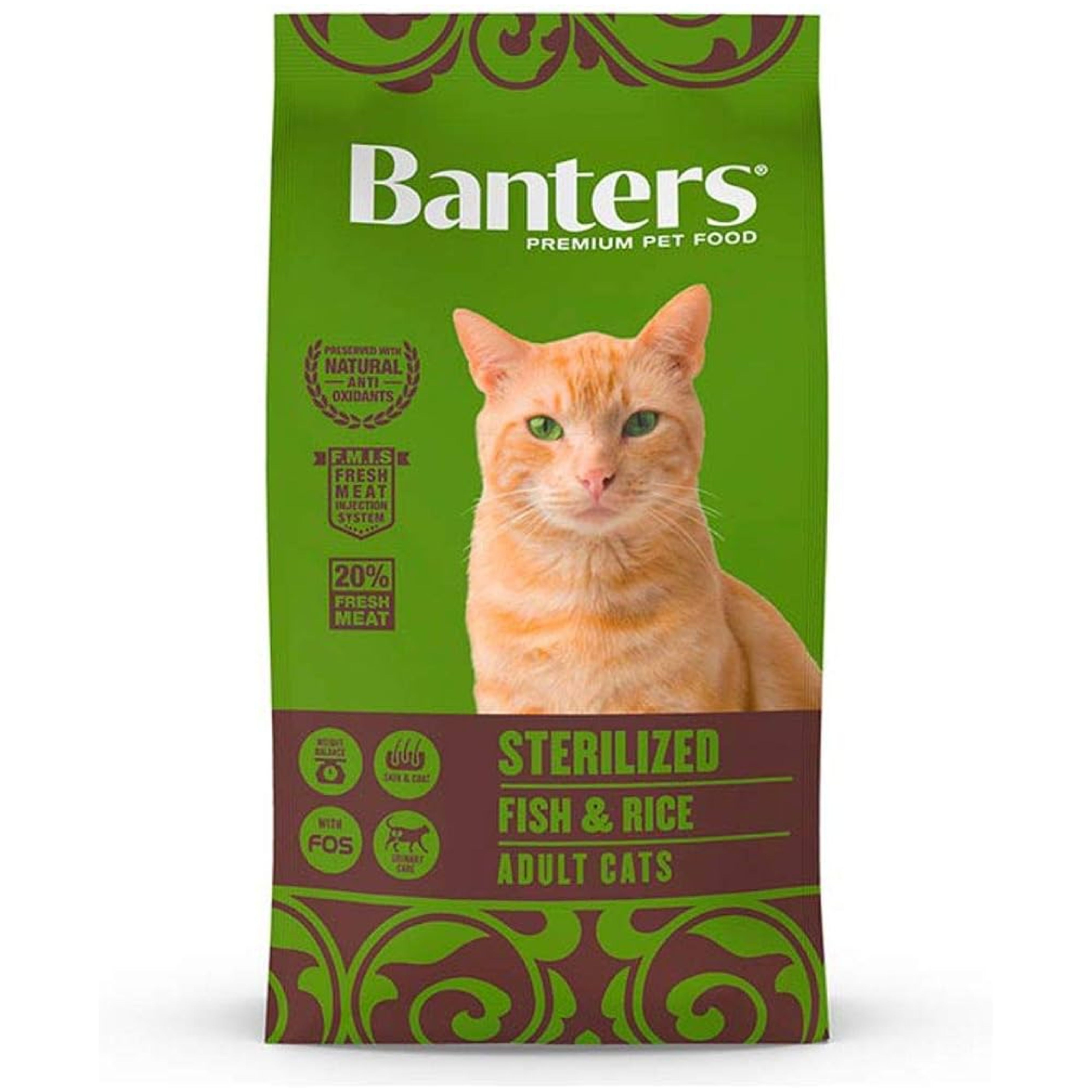 Banters Comida para Gatos Esterilizados Pescado y Arroz 2KG