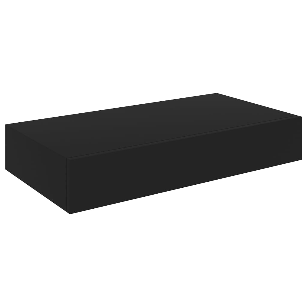 Vidaxl Estante Flotante de Pared con Cajón Negro 48 X 25 X 8 Cm