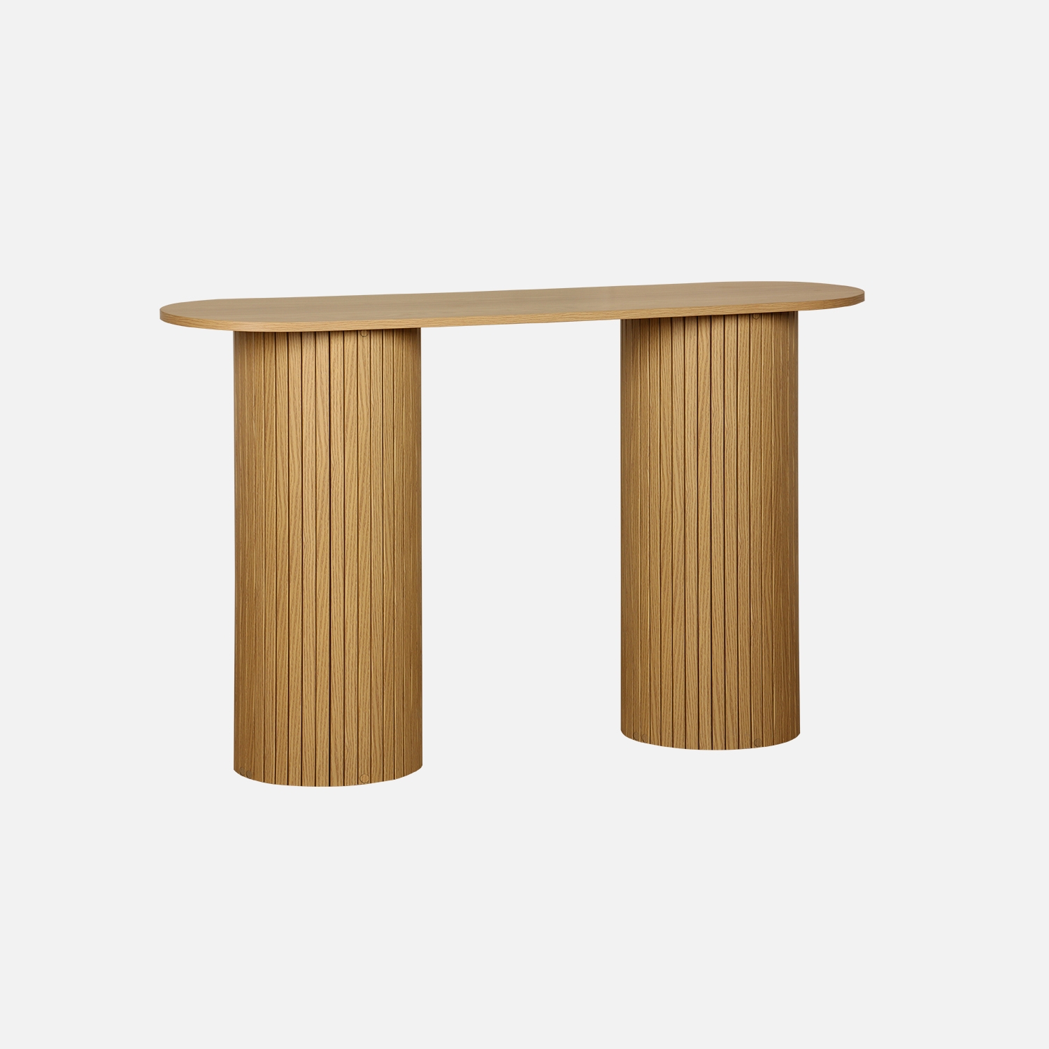 sweeek - Consola escandinava ovalada efecto madera acanalada, 120cm , Legacy , 120x35x75