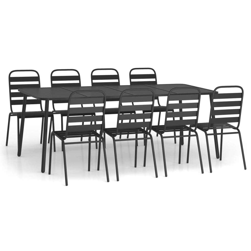 vidaXL Juego de comedor de jardín 9 piezas acero gris antracita