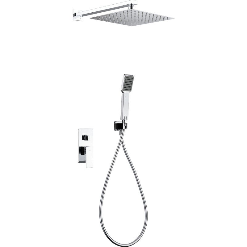 Imex Pisa GPP048 conjunto de ducha monomando empotrado con mango y rociador cromado