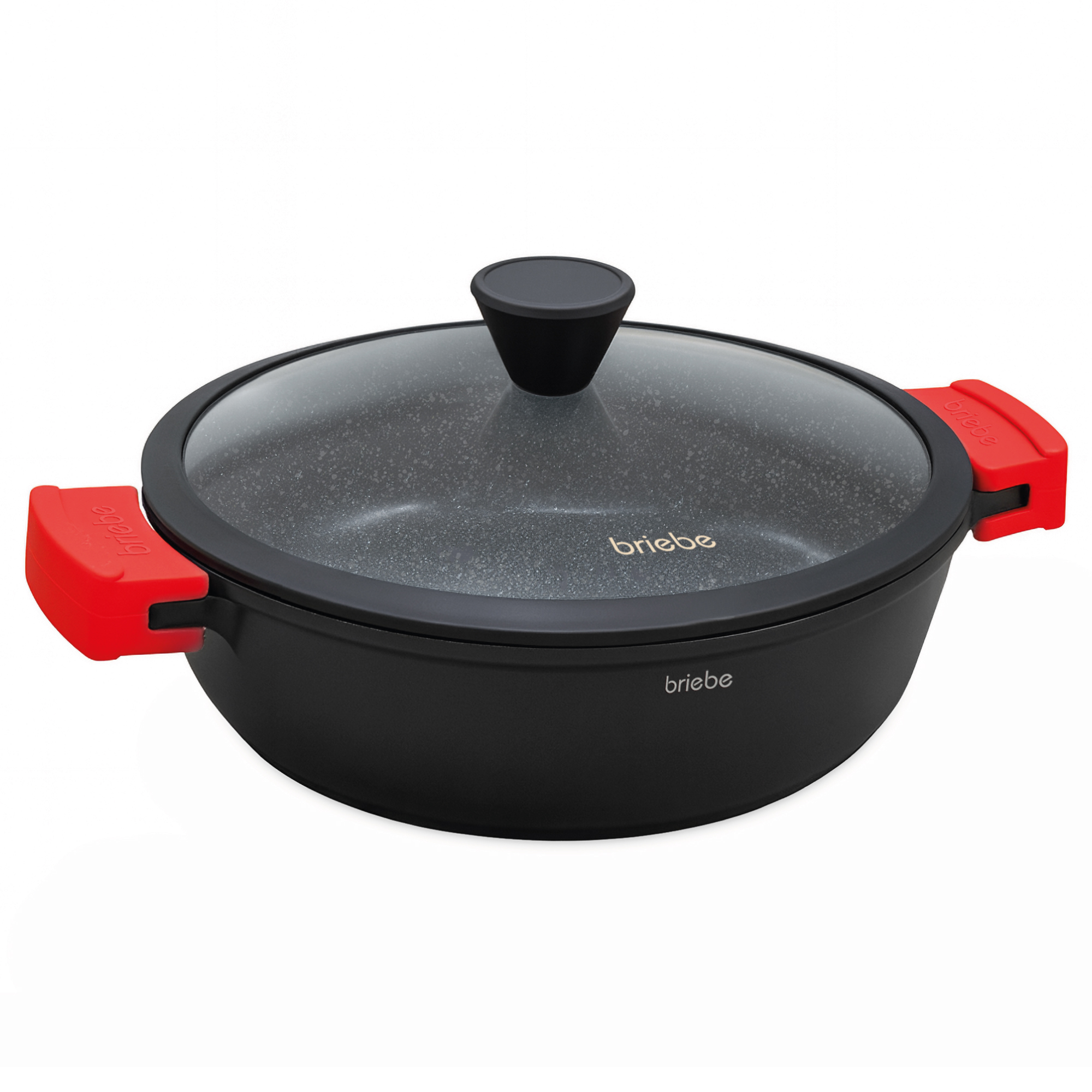 Briebe Black Titanium Cacerola Baja Cocina Inducción Antiadherente Titanio, Cazuela 32cm, Aluminio Fundido sin PFOA, , Negro