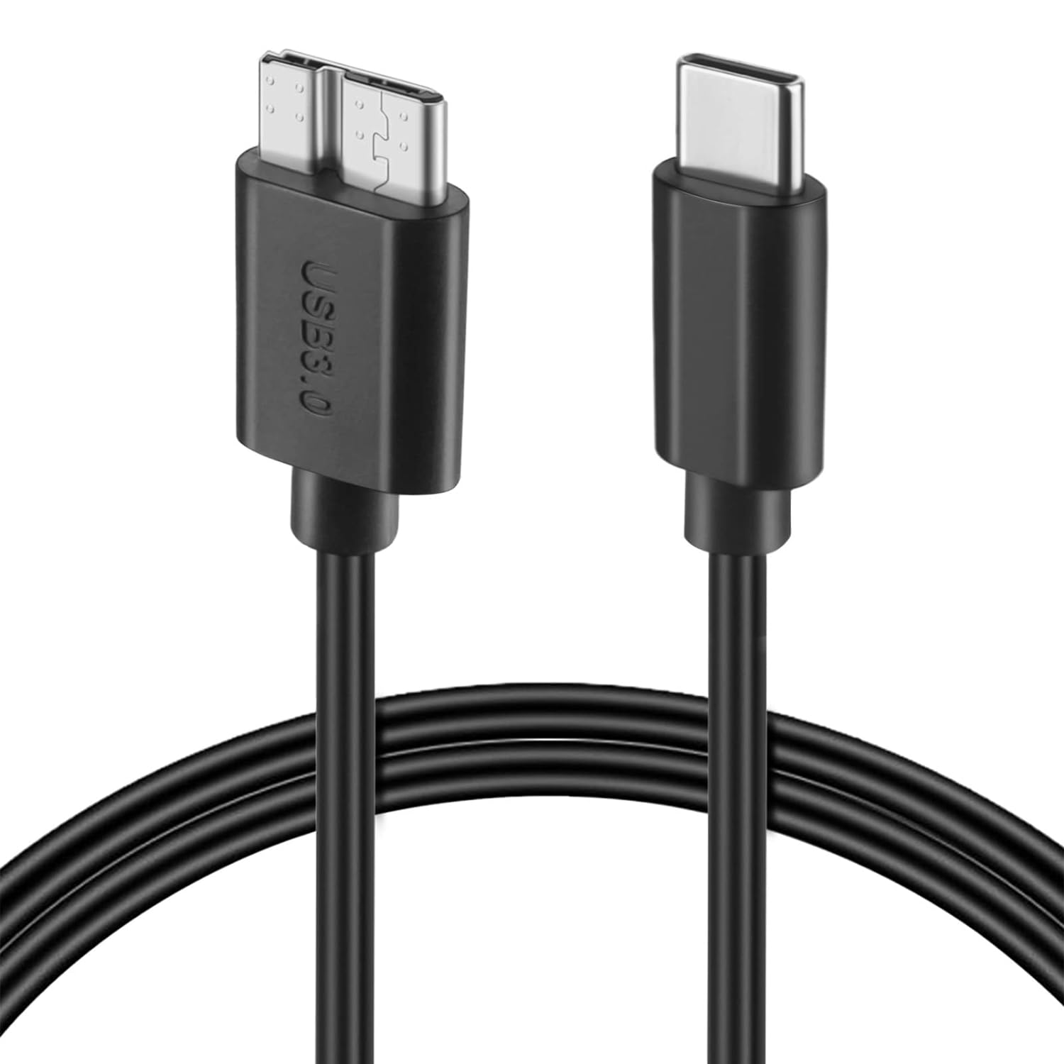 CABLEPELADO Cable USB 3.0 micro B a USB C macho, Cable de conexión Micro USB 3.0 a USB Tipo C, Cable USB-C a Micro B 3.0, Compatible con discos duros externos, Velocidad hasta 5 Gbit, Negro, 60 cm