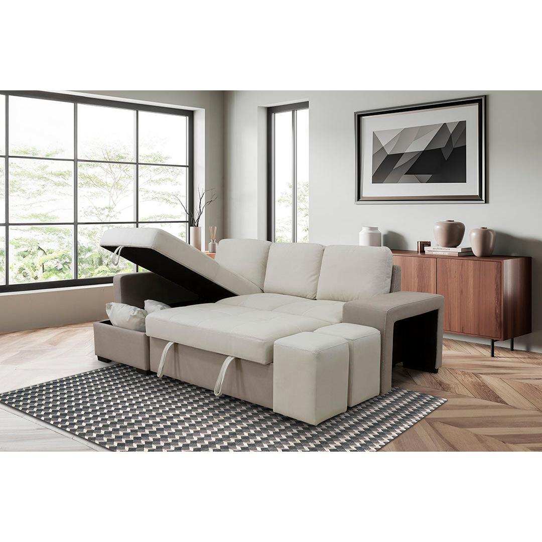 Sofa Cama Chaise Longue Stacy 250cm Negro, Chaise Izquierdo