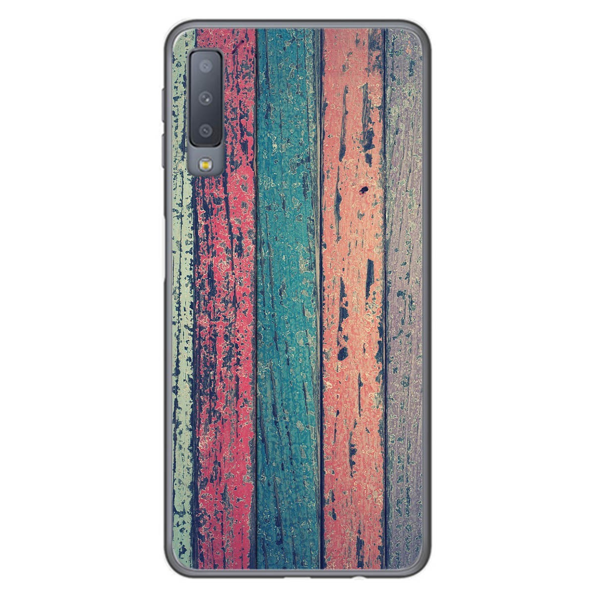 Tumundosmartphone Funda Gel Tpu para Samsung Galaxy A7 (2018) diseño Madera 10 Dibujos