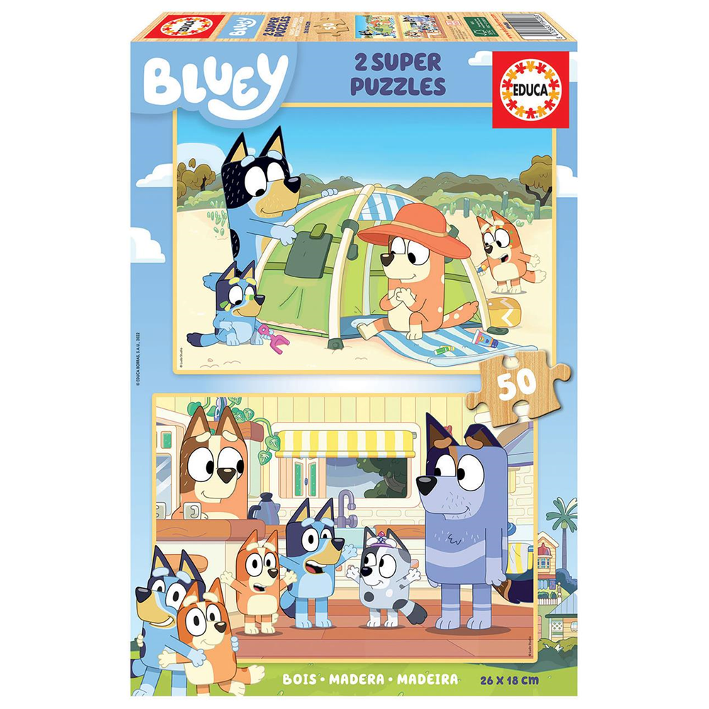 Puzzle 2X50 de Bluey Infantil (Madera) (Educa 19408)