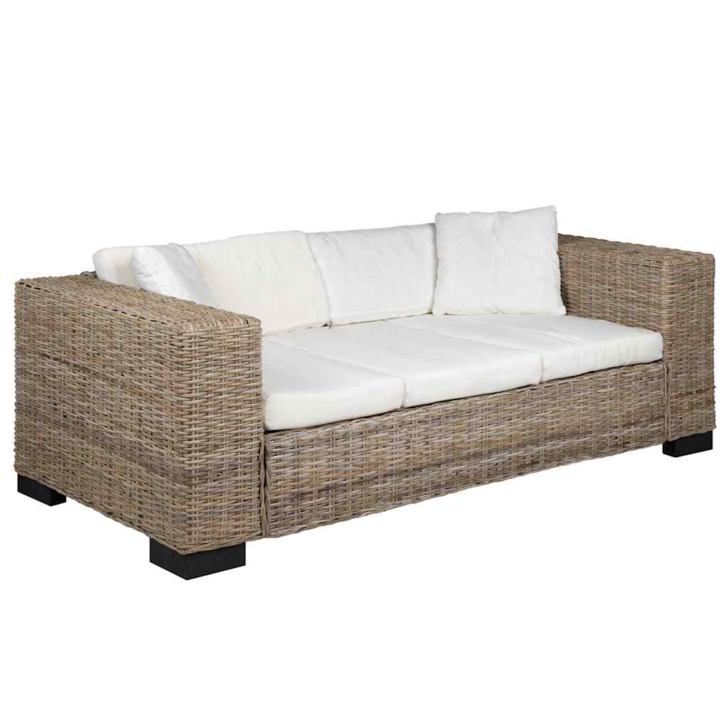 vidaXL Conjunto de sofá de tres plazas 8 piezas ratán real