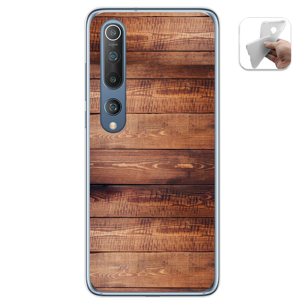Tumundosmartphone Funda Gel Tpu para Xiaomi Mi 10 / Mi 10 Pro diseño Madera 02 Dibujos