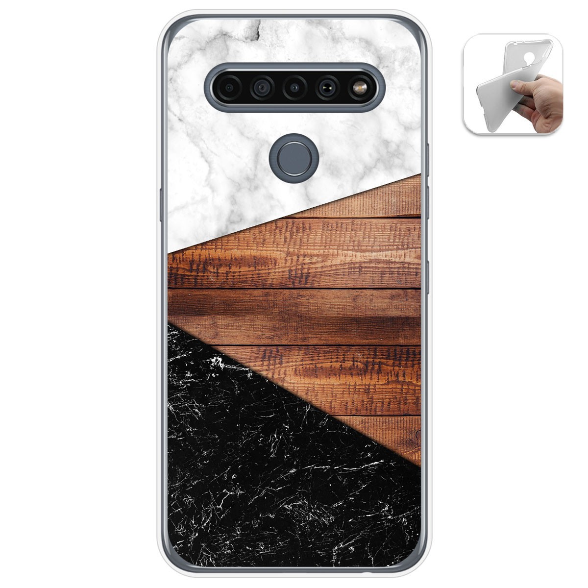 Tumundosmartphone Funda Gel Tpu para Lg K61 diseño Mármol 11 Dibujos