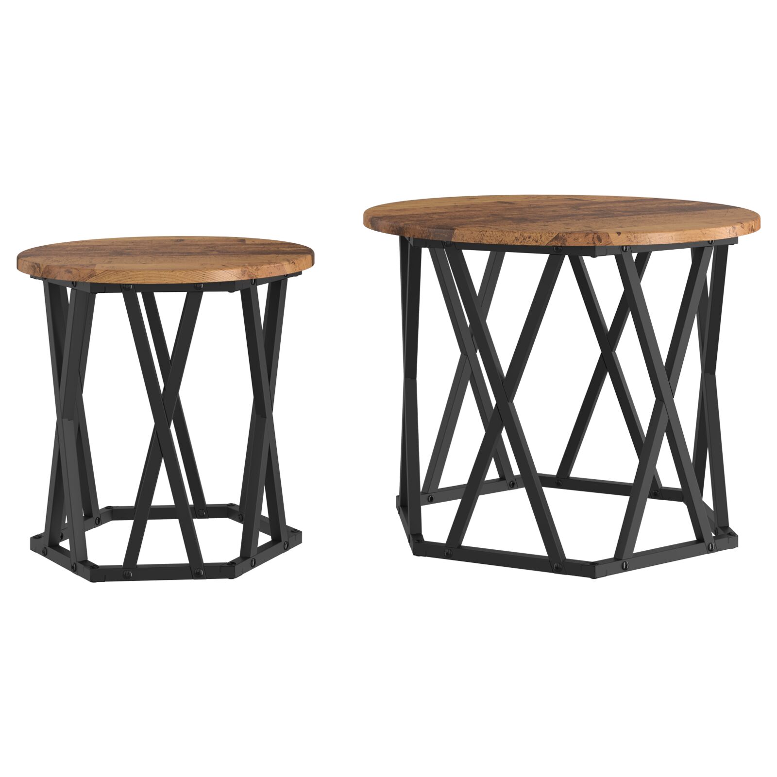 Mesas laterales apilables vidaXL 2 pcs de madera vintage y contrachapada