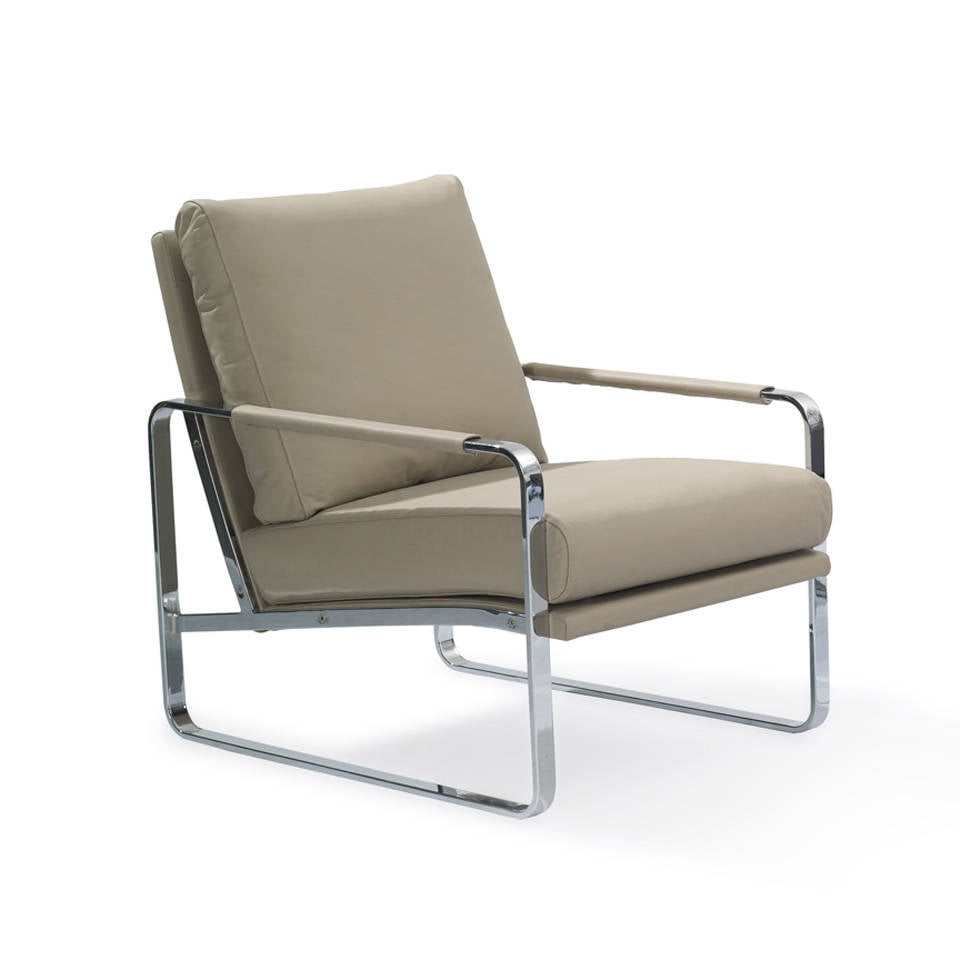 ANGEL CERDÁ 5046C Sillón tapizado polipiel crema , Vison  Acero inoxidable , Polipiel , 67 x 100 x 89 cm.