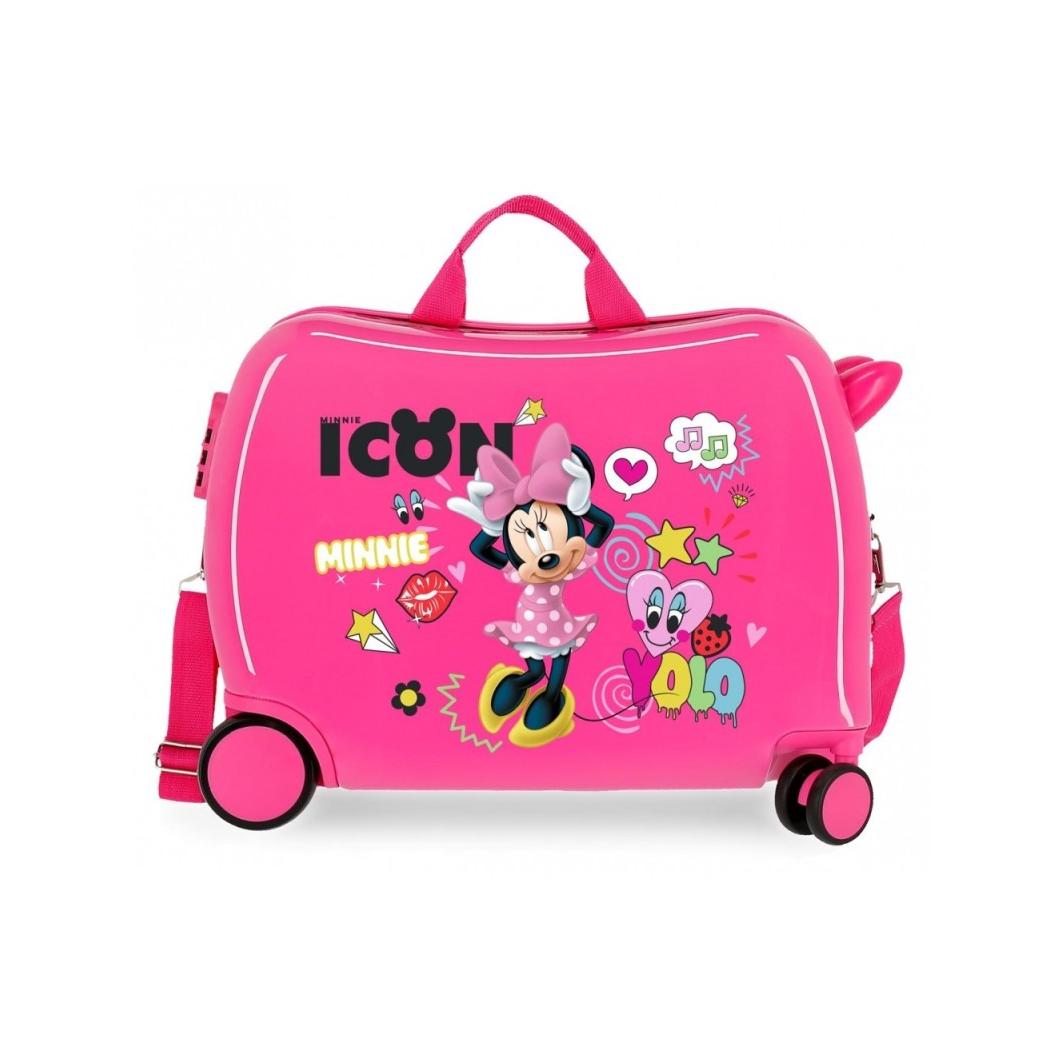 Maleta Correpasillos Infantil Minnie Disney con Ruedas 360º y Candado de Seguridad