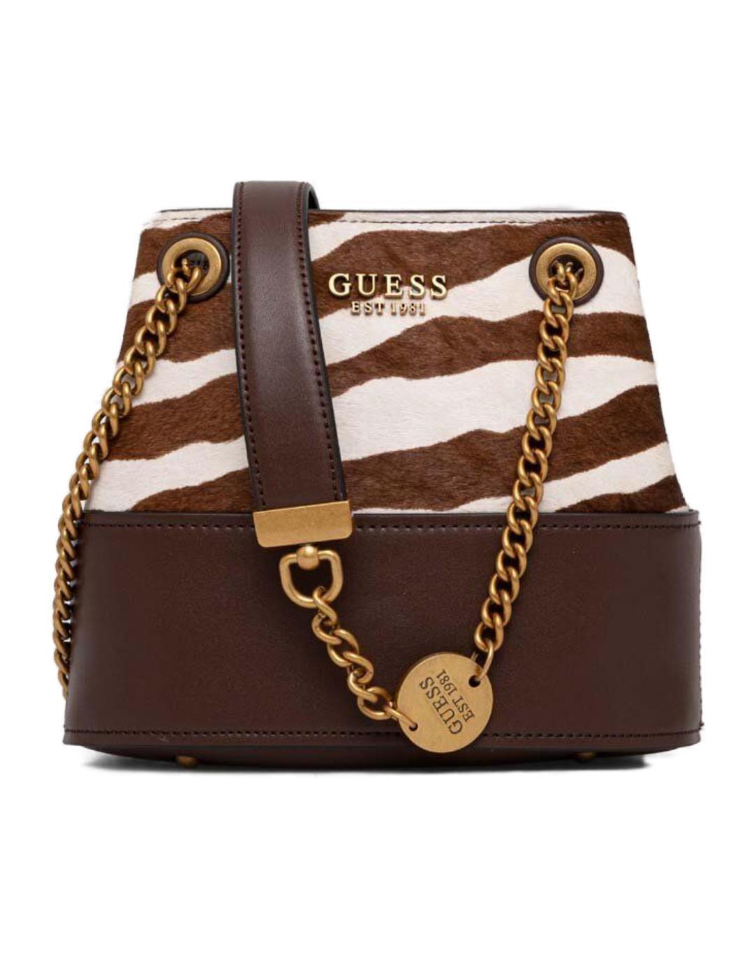 Bolso Guess La Femme color camel con solapa para mujer