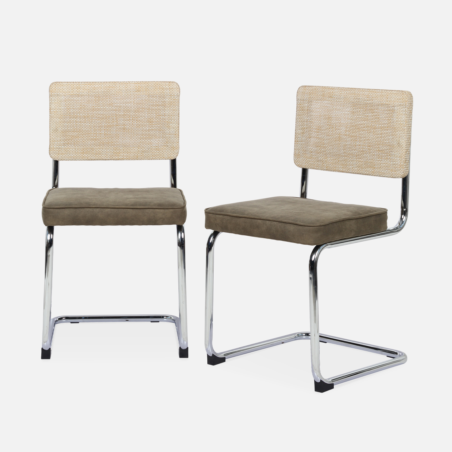 sweeek - Silla cantilever con respaldo efecto ratán, set de 2 , Maja , 46x54x84