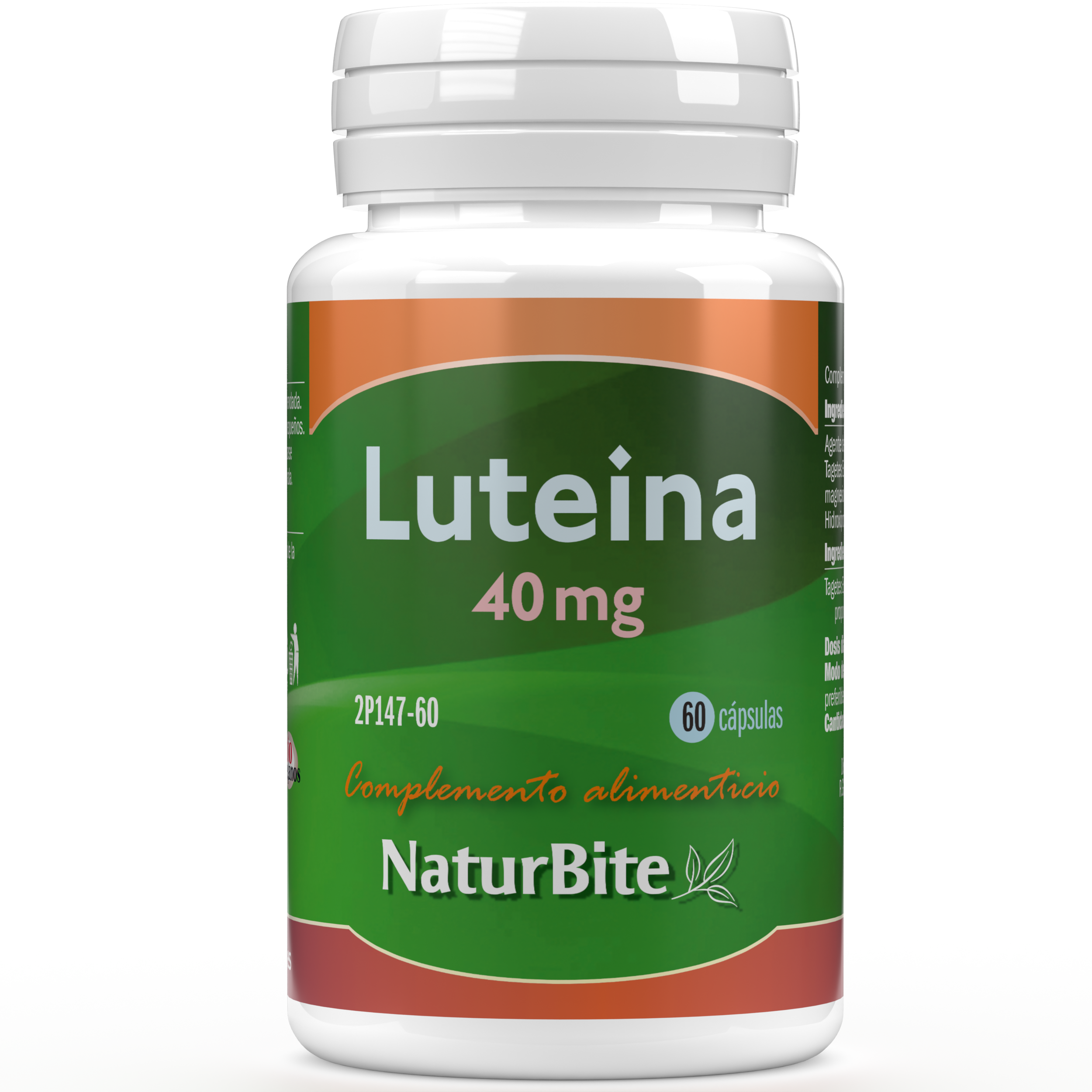 Naturbite - Luteína 40mg, 60 ó 120 Caps. NaturBite. La luteína se ha asociado con varios beneficios como protección ocular y de la piel, mejoras en  sistema cardiovascular y salud cognitiva. No la produces pero se encuentra de manera natural en nuestros ojos. Luteina