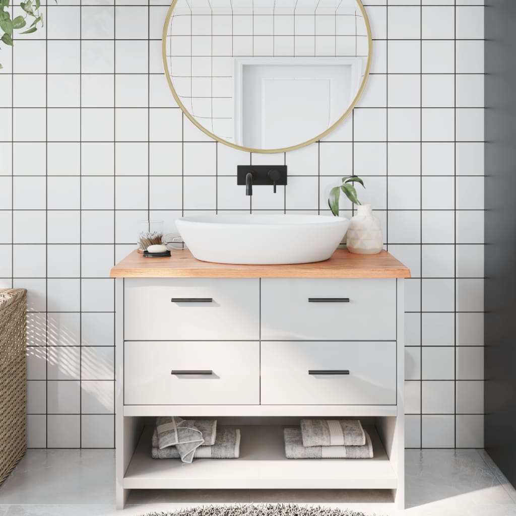 vidaXL Encimera de Baño Tablero Superficie Madera Maciza Tratada Color Gris oscuro,  Natural,  Marrón claro y mas