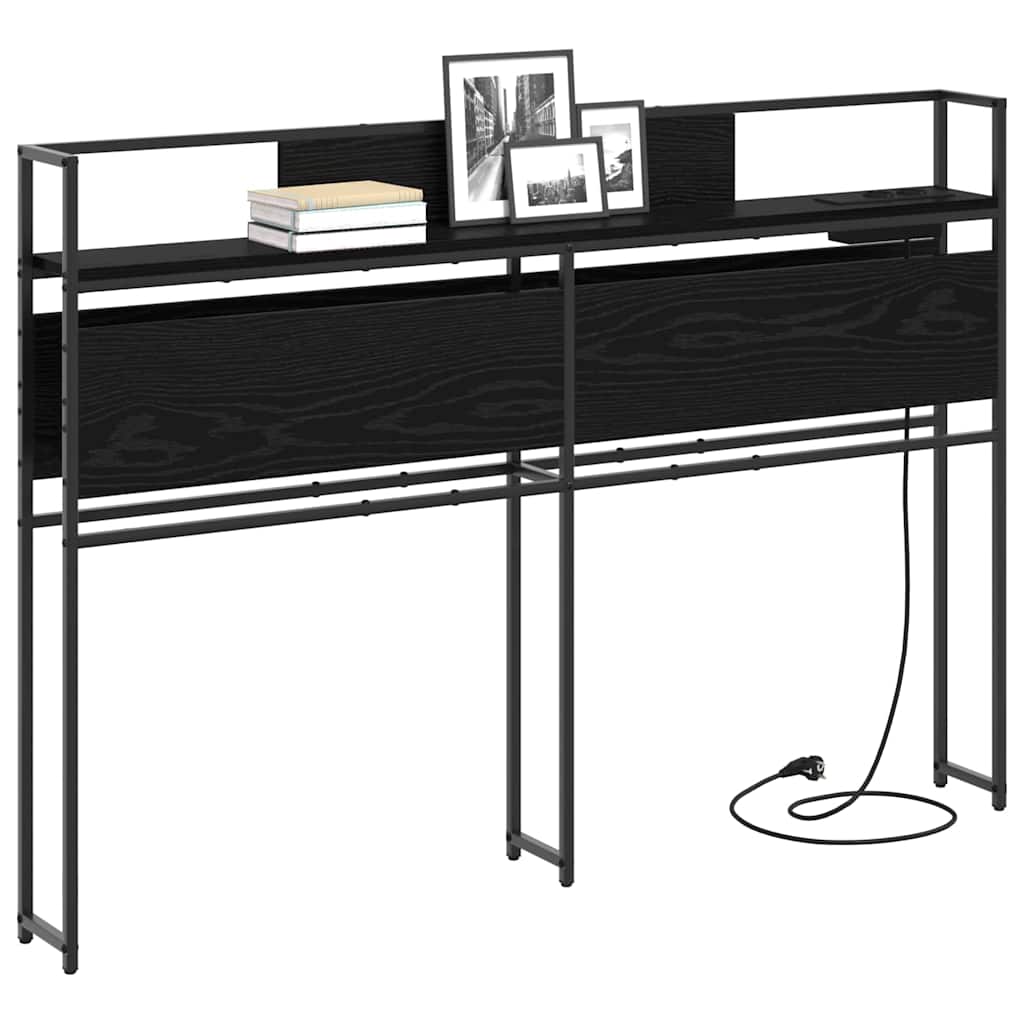 vidaXL Cabecera de almacenamiento con estante Roble negro 135 cm