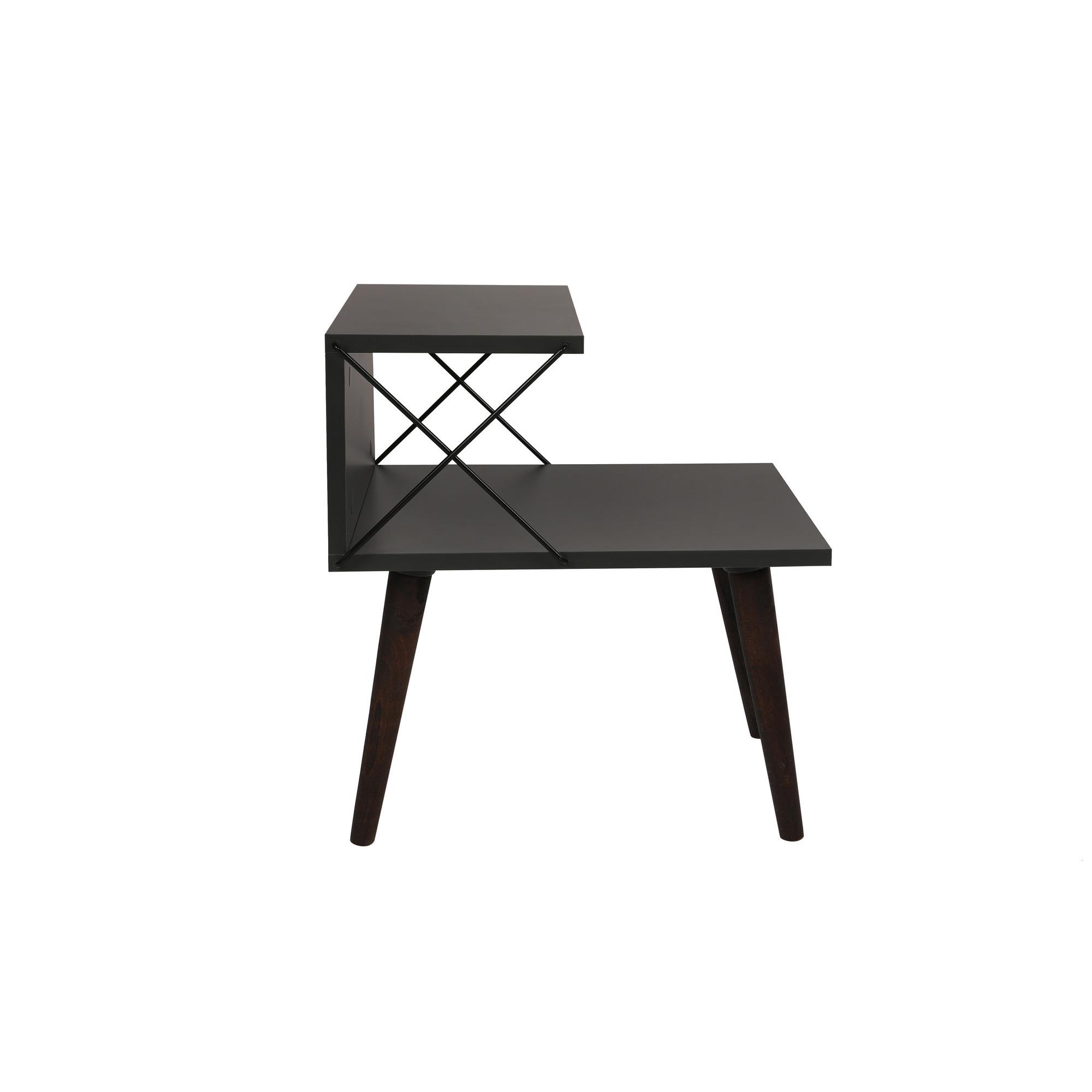 Habitat y Jardin - Mesilla de noche de madera "Cross" 50 x 40 x 55 cm - Antracita