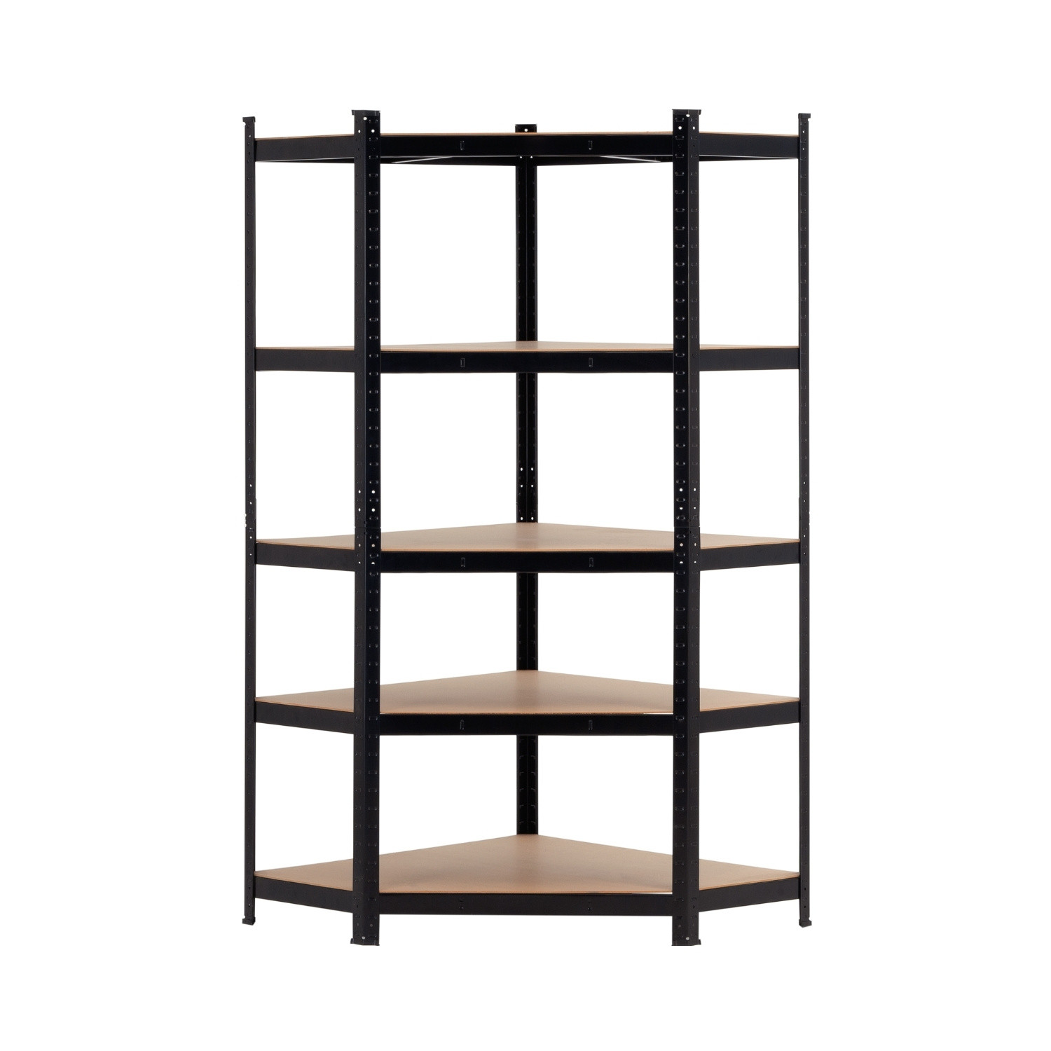 7H SEVEN HOUSE - Estantería Modular Esquinera, Acero y MDF  Antihumedad , Hogar, Trastero, Garaje, 5 Baldas Ajustables, Máx. 875Kg , 80x40x56x180cm (largo x ancho x frontal x alto), Color Negro