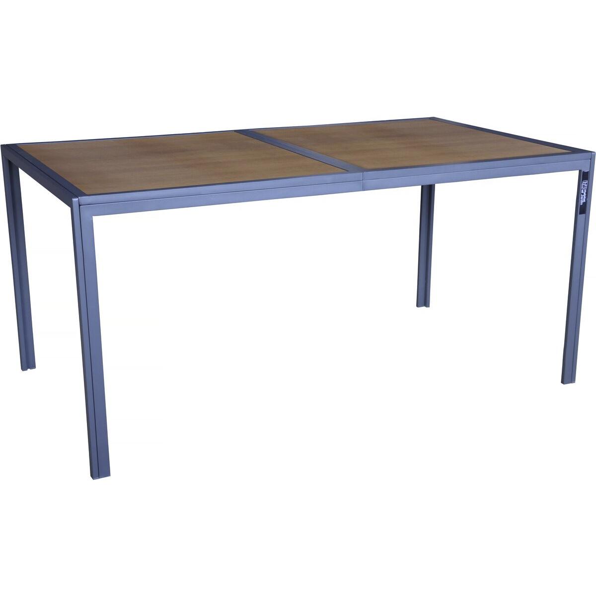 Habitat y Jardin - Mesa de jardín de metal imitación madera "Tossa" - 160 x 90 x 75 cm - Marrón