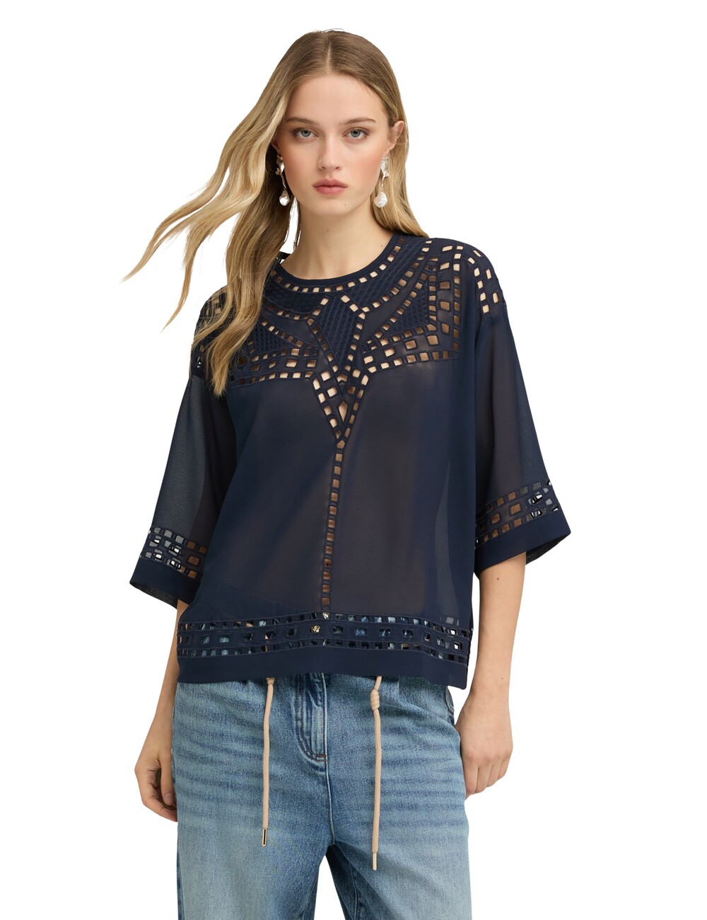 Motivi - Blusa de georgette con bordados ajouré