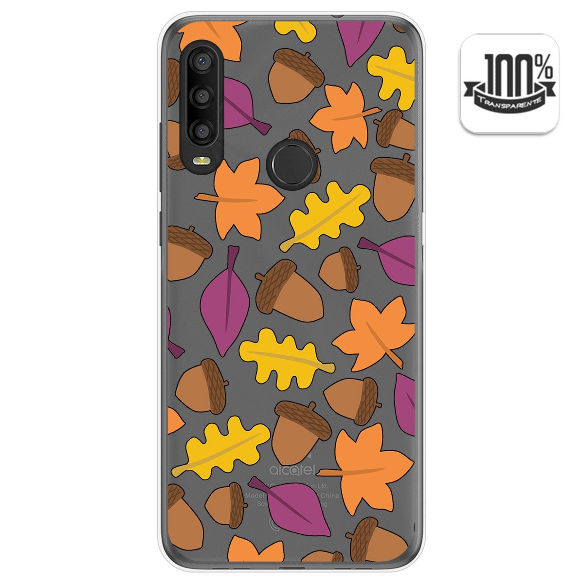Tumundosmartphone Funda Gel Transparente para Alcatel 1SE 2020 diseño Otoño Dibujos