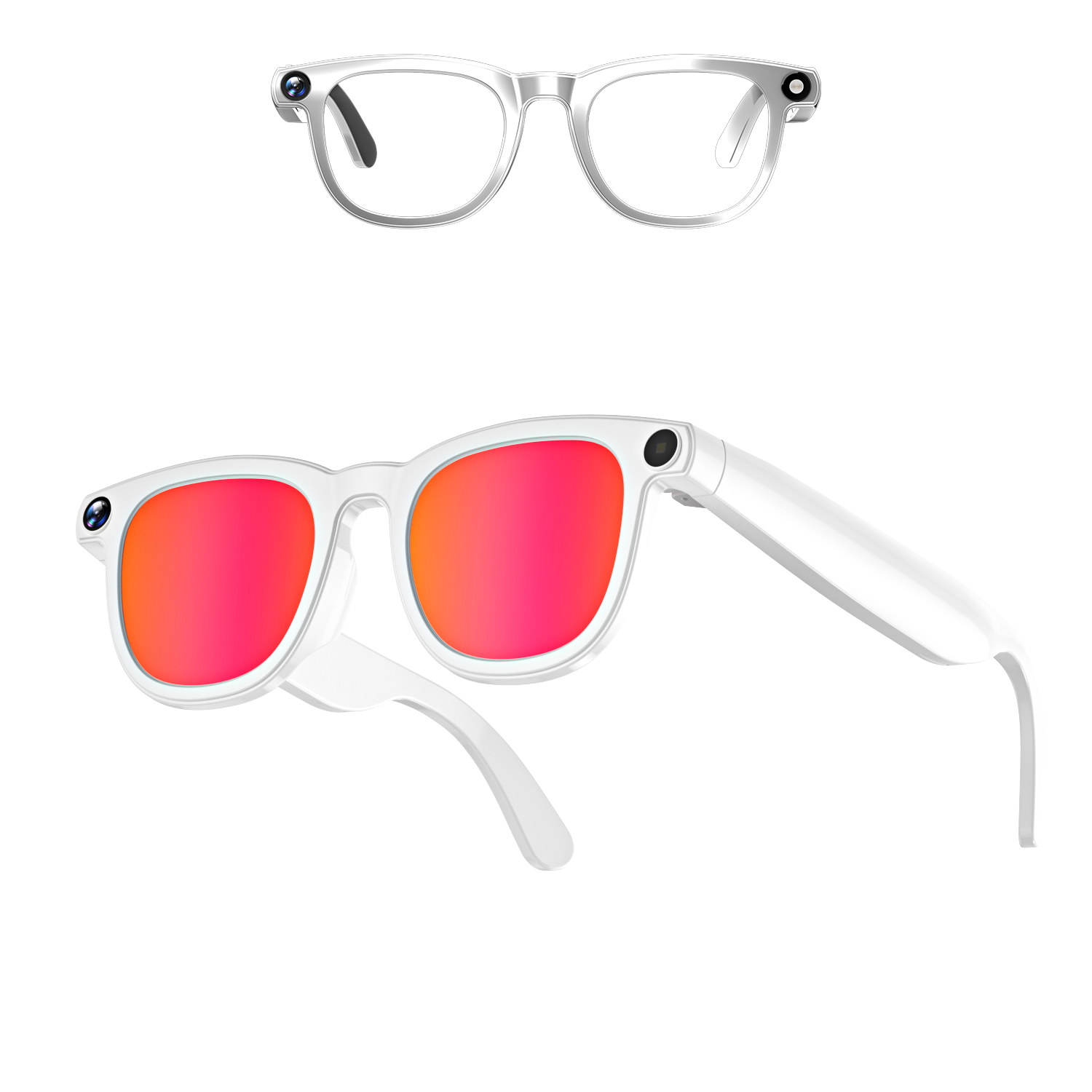 DAM Gafas inteligentes CY01. Con cámara para fotos y videos de 8 MPX, traductor AI en tiempo real y control de música/llamadas. 32GB de memoria, lentes solares y transparentes. 15,5x15,5x5 Cm.