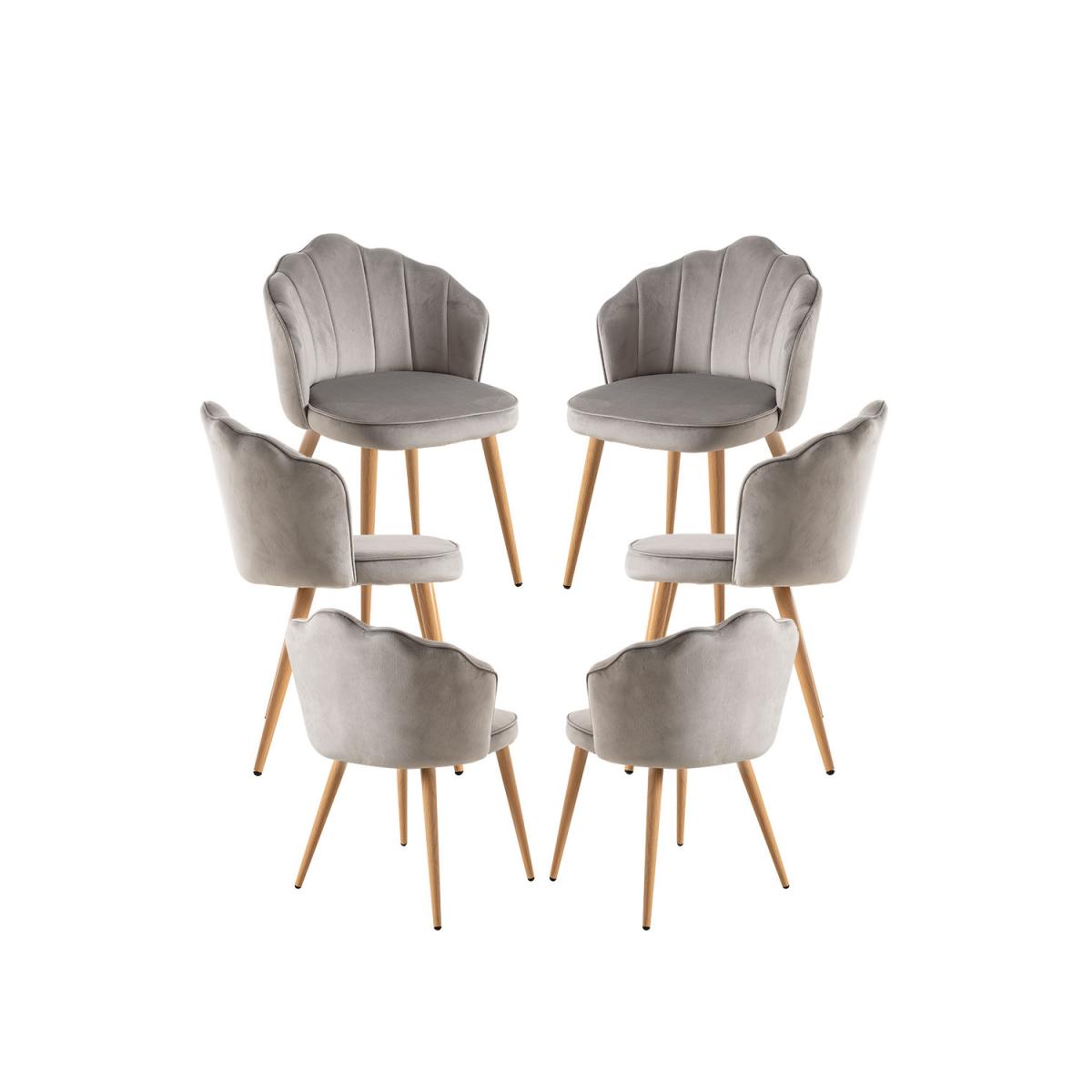 Regalos Miguel - Packs Sillas Comedor - Pack 6 Sillas Blume Terciopelo - Gris claro