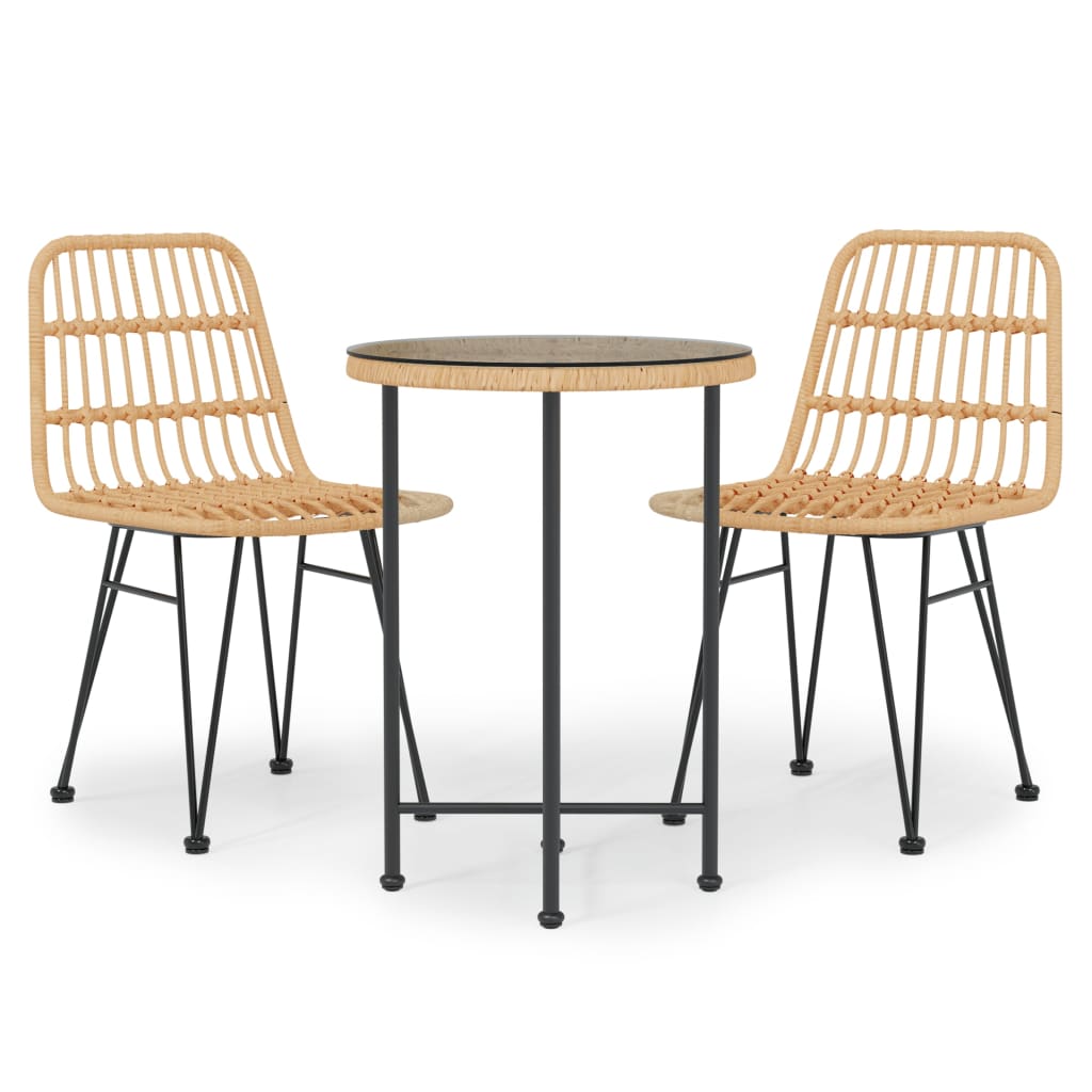 vidaXL Juego de comedor de jardín 3 piezas ratán sintético